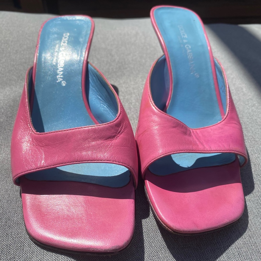 Dolce & Gabbana Pink Kitten Heel Mules